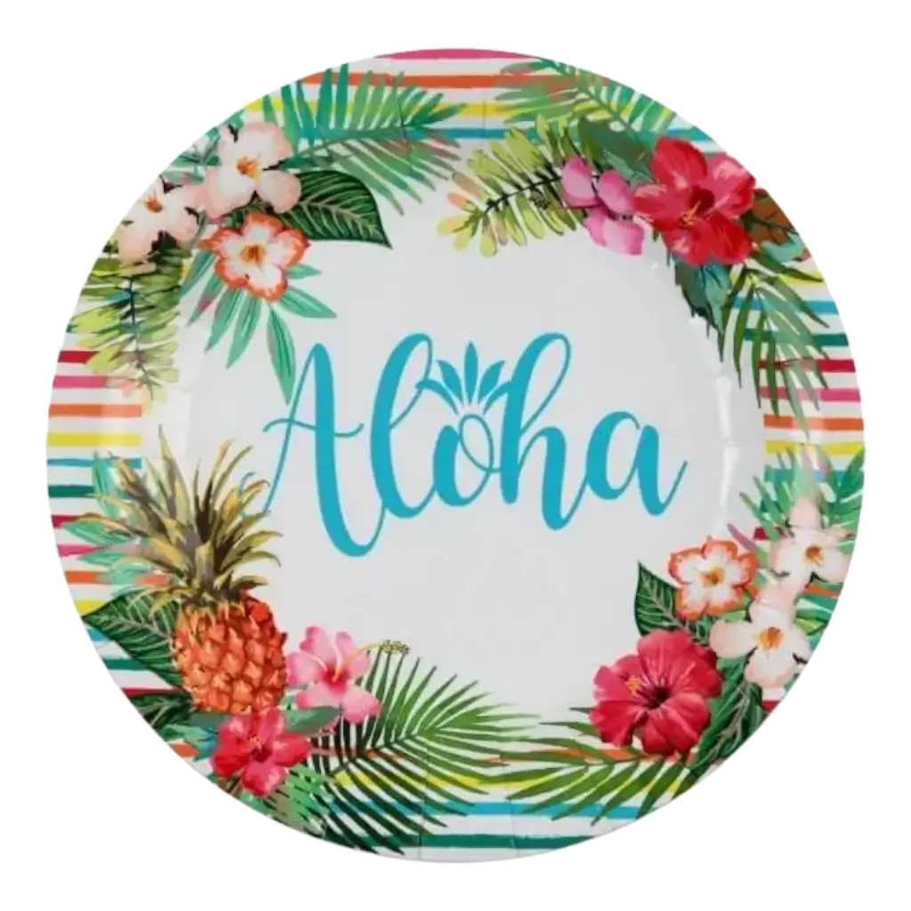 Piatto in cartone "Aloha" ø23cm - Set da 10