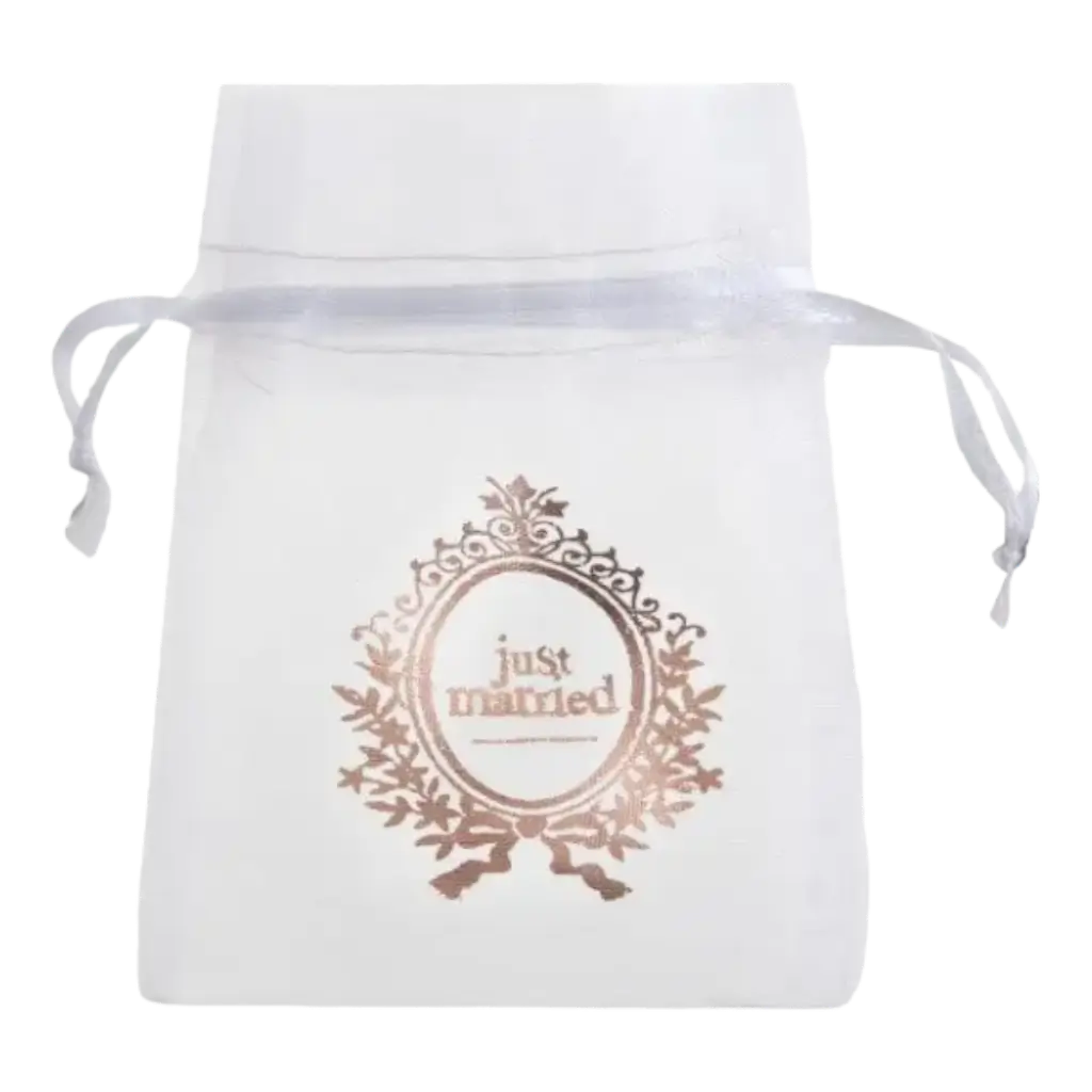 Borsa piccola bianca "Just Married" - Set di 6