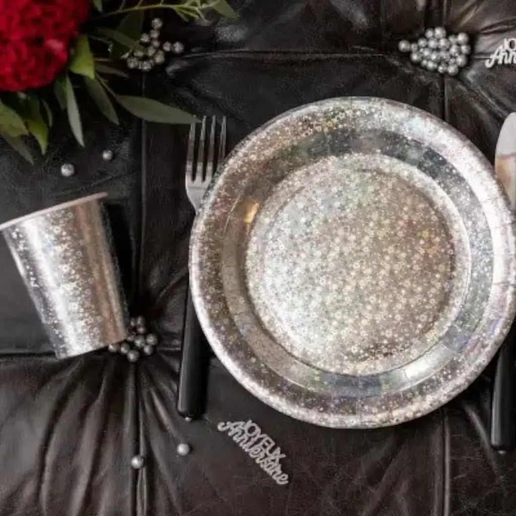 Etincelante Piatto in cartone argento - ø17.5cm - Set da 10