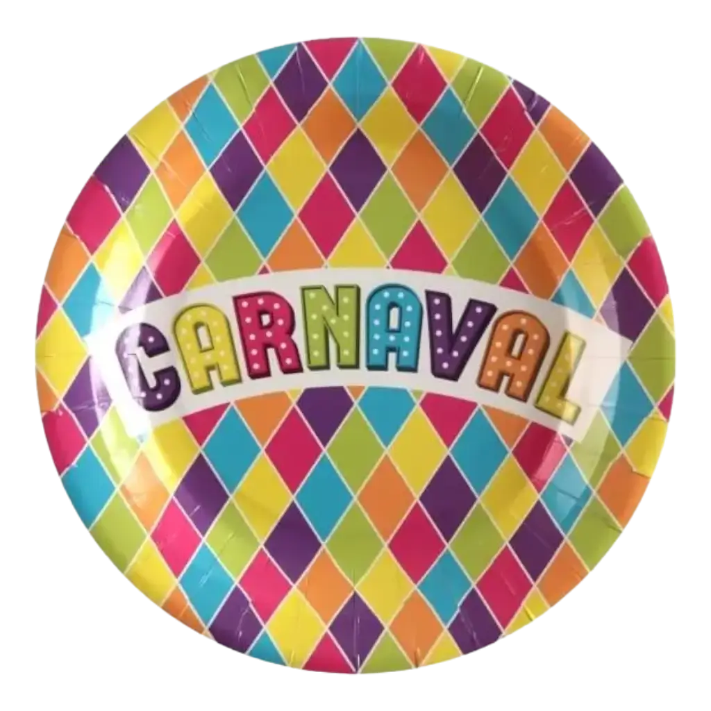 Piatto in cartone "Carnevale" ø23cm - Set da 10