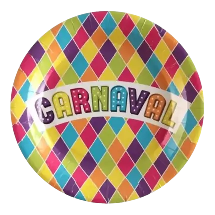 Piatto in cartone Carnevale ø23cm - Set da 10