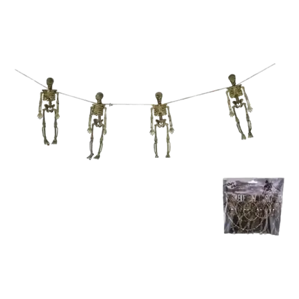 Ghirlanda di carta Halloween 4 scheletri - 120cm