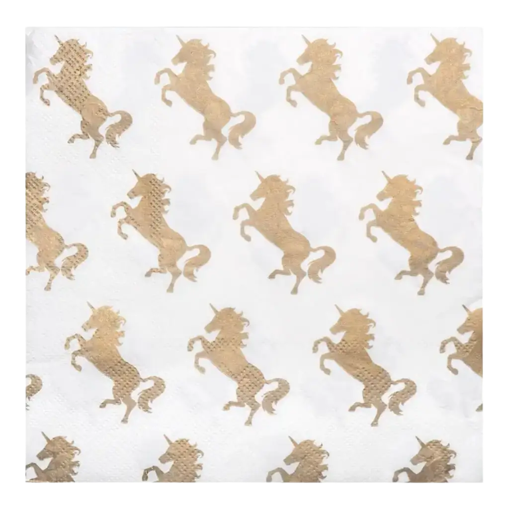 Asciugamani di carta unicorno bianchi e dorati (set di 20)