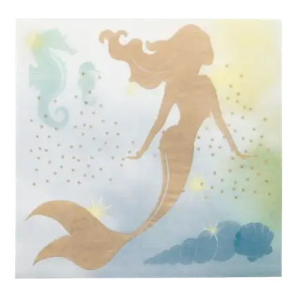 Asciugamani di carta per sirene blu e oro (set di 20)