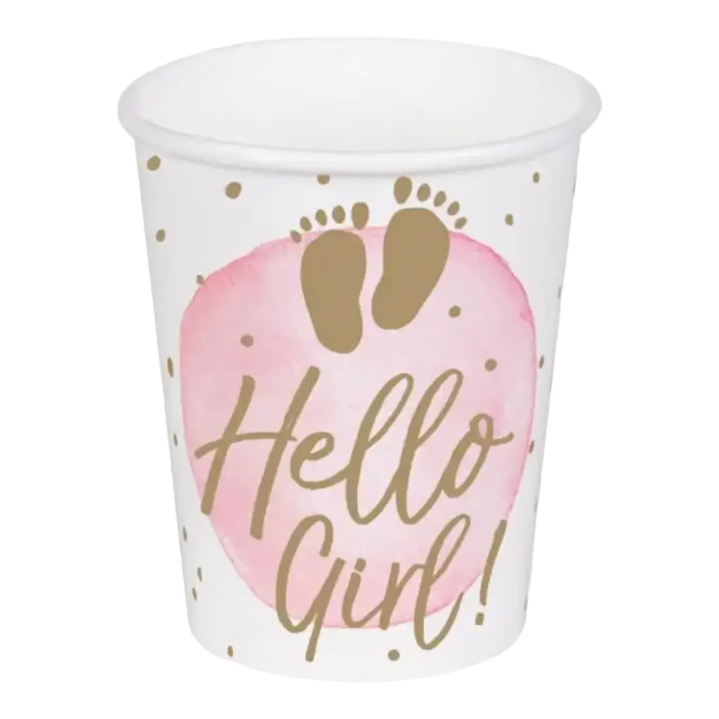 Tazza di cartone rosa "hello girl" (set di 10)