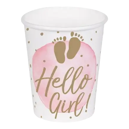 Tazza di cartone rosa hello girl (set di 10)
