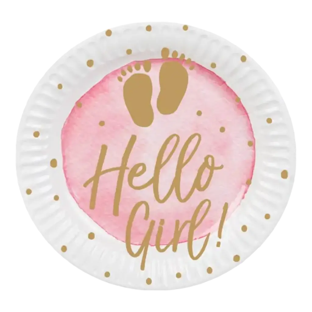 Piatti di cartone rosa "hello girl" (set di 10)