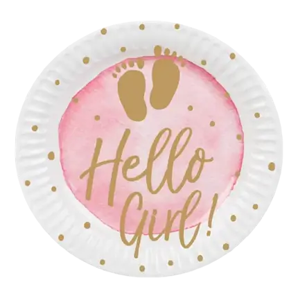 Piatti di cartone rosa hello girl (set di 10)