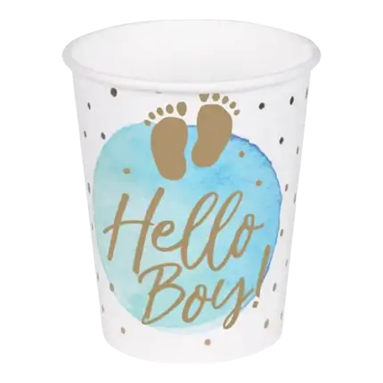 Tazza di cartone blu hello boy (set di 10)