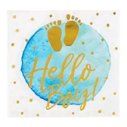 Asciugamani di carta blu hello boy (set di 20)