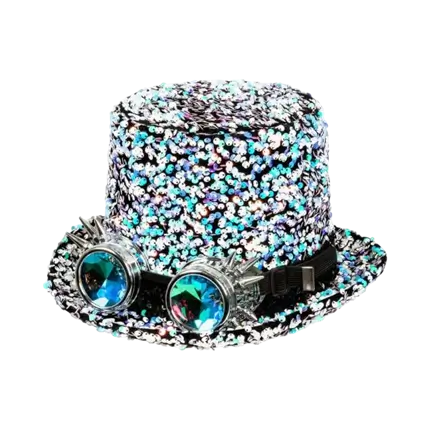 Cappello retrò in argento con occhiali