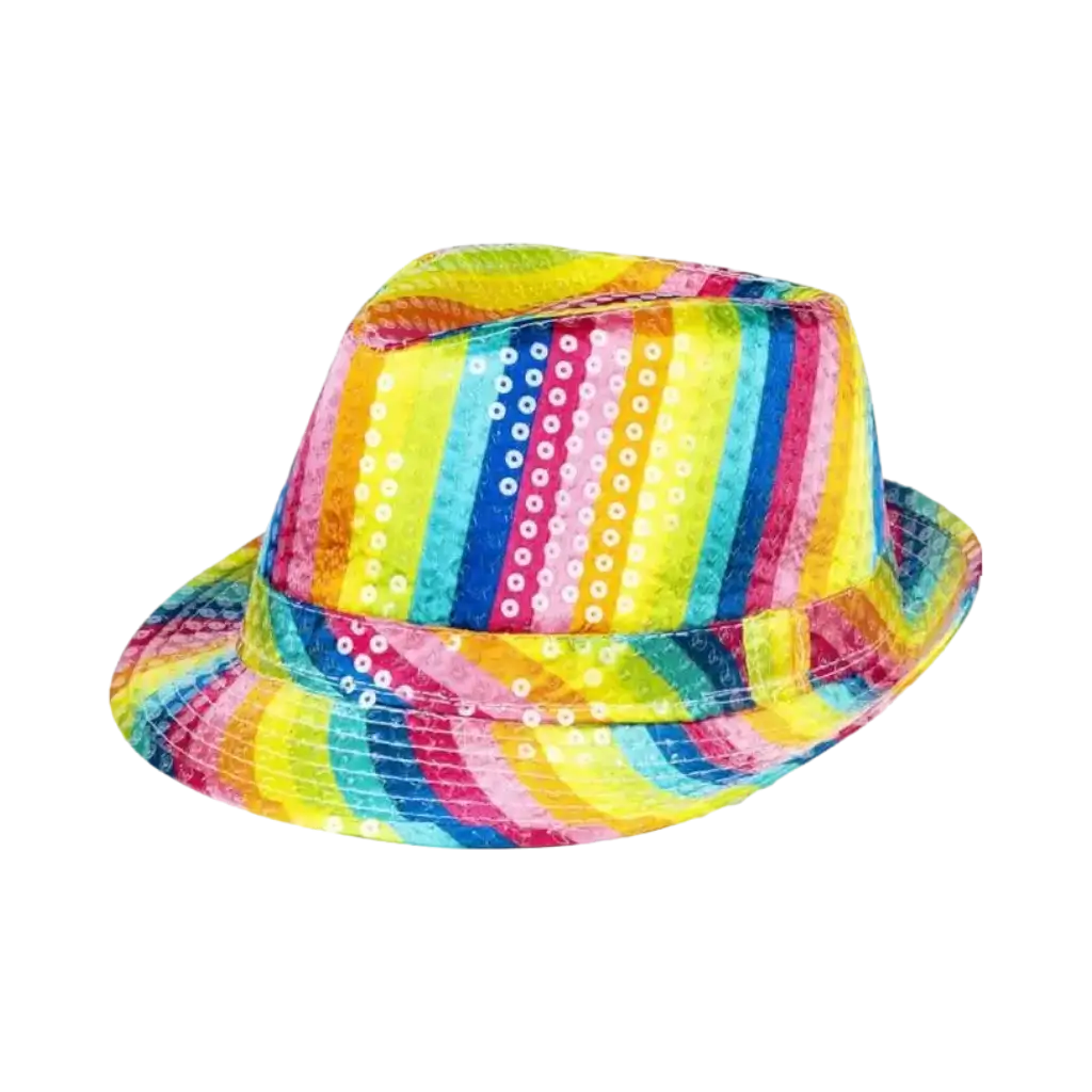 Cappello di paillettes a righe multicolore