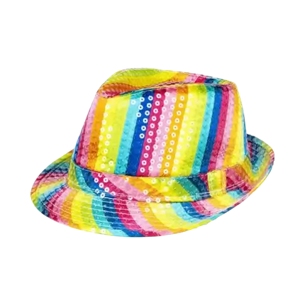 Cappello di paillettes a righe multicolore