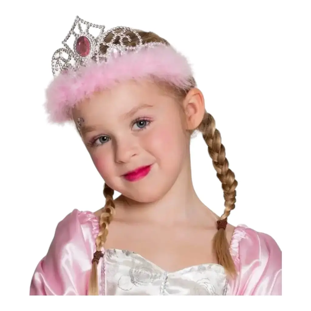 Corona principessa con piume rosa
