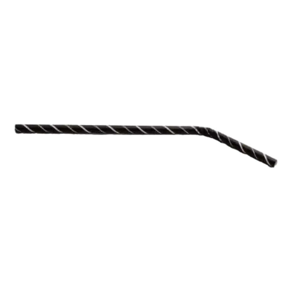 Cannuccia flessibile nera con strisce - 21cm / ø6mm (100 pz)