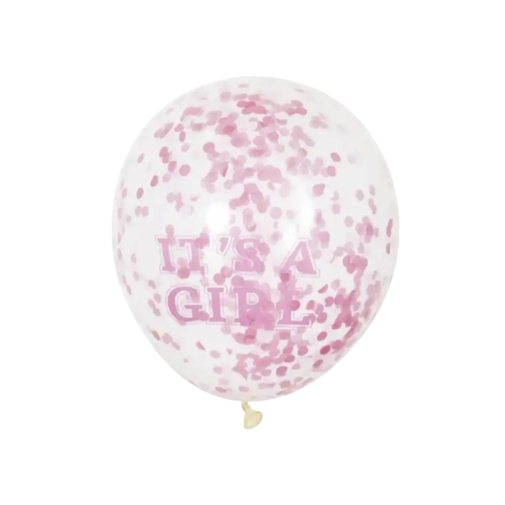 Palloncino Trasparente con Coriandoli Rosa x6 - It's a Girl - 30cm