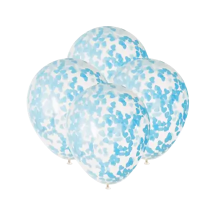 Palloncini 40cm con coriandoli cuore blu - Set da 5