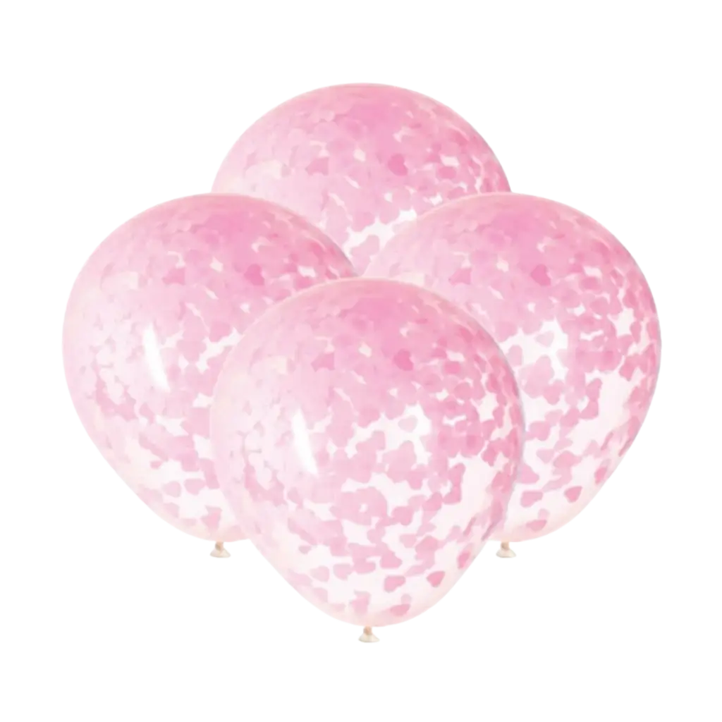 Palloncini 40cm con coriandoli cuore rosa - Set da 5
