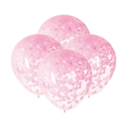 Palloncini 40cm con coriandoli cuore rosa - Set da 5