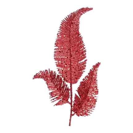 Foglie di palma su stelo - Decorazione - Rosso - 18x25cm