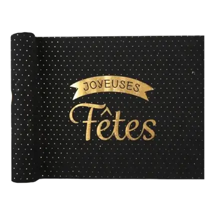 Runner da tavola in cotone Happy Holidays - Nero - 3m * 28cm