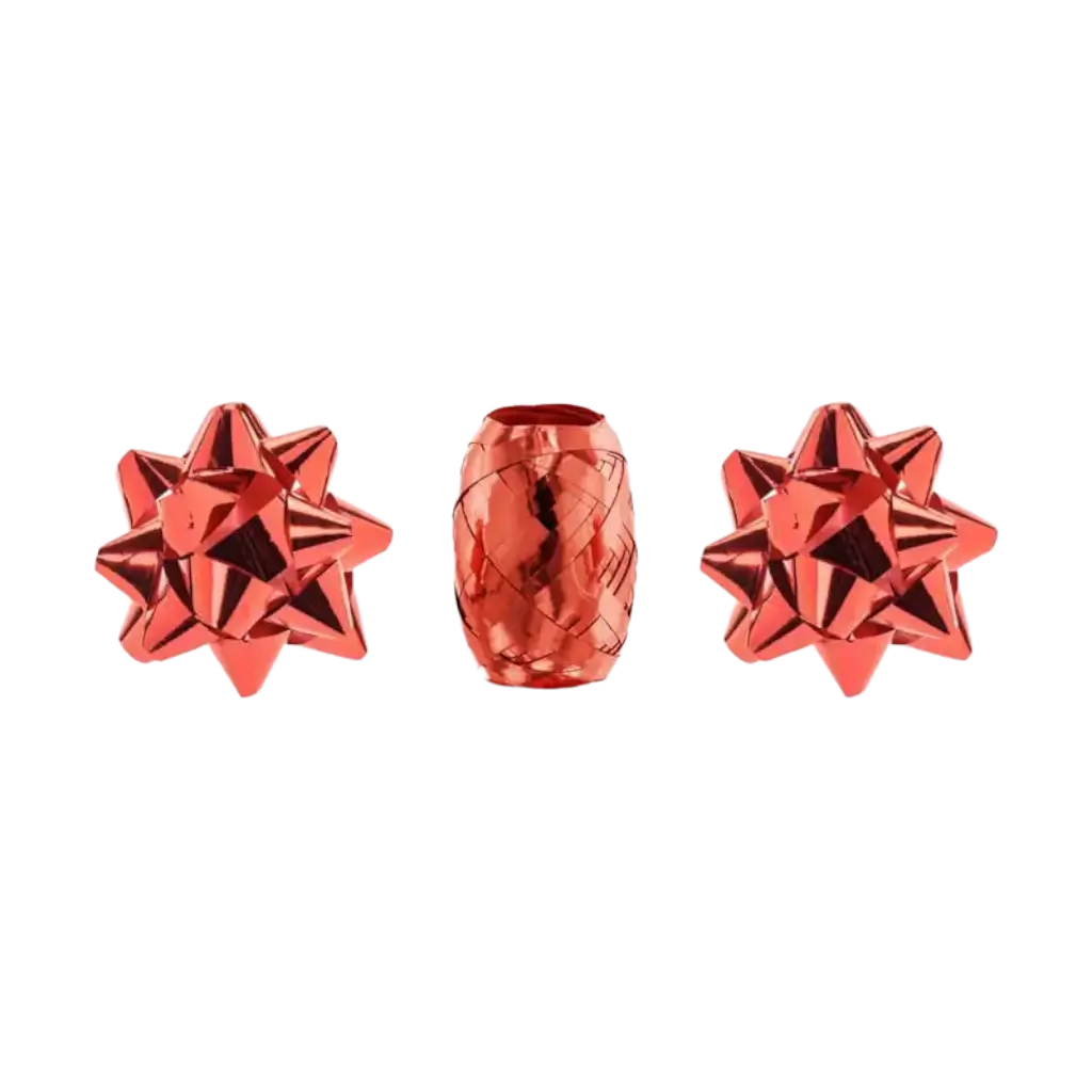 Nastri di plastica - Rosso - 2 rose e 1 nastro
