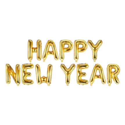 PALLONCINI CON LETTERA HAPPY NEW YEAR - ORO - 422X46CM