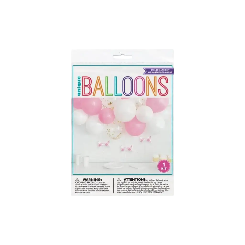 Kit di palloncini ad arco - Rosa / Bianco / Trasparente