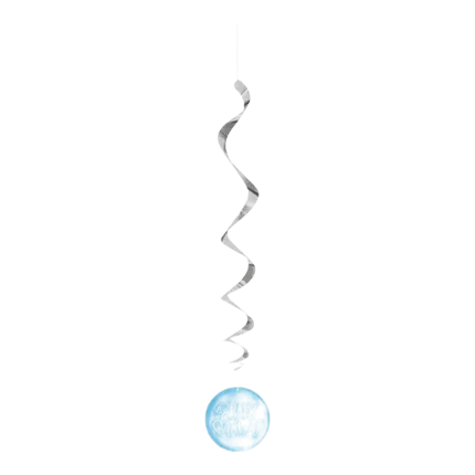3 luci a sospensione blu e argento - Baby Shower Boy