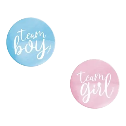 Distintivi 10 Team Girl/Team Boy - Gender Reveal Goodies