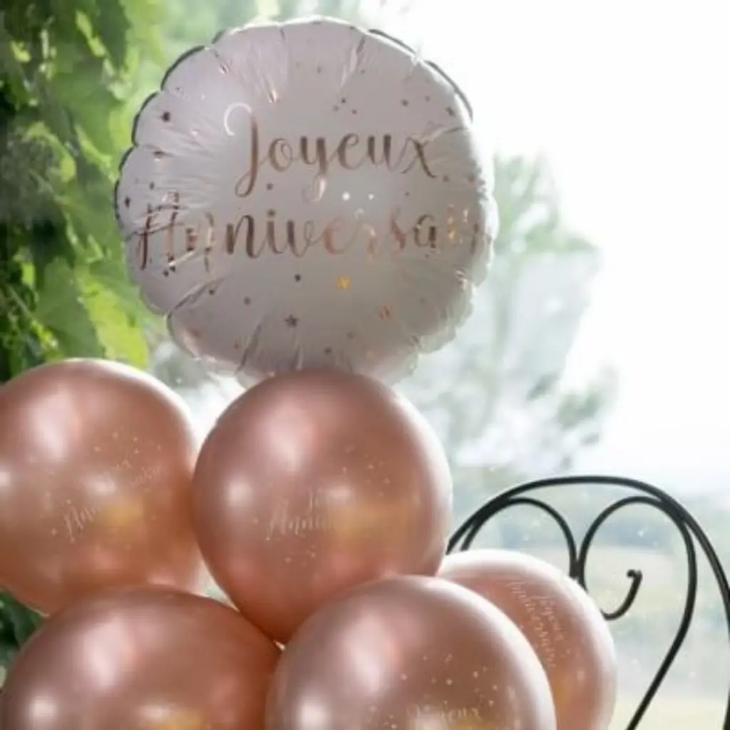 Palloncino Buon Compleanno Bianco / Oro Rosa ø45cm