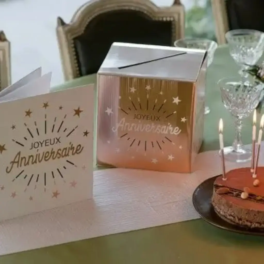 Libro degli ospiti di buon compleanno metallizzato oro rosa