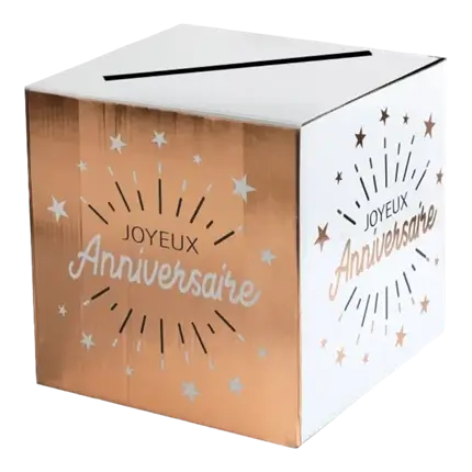 Urna di carta per buon compleanno in oro rosa / bianco