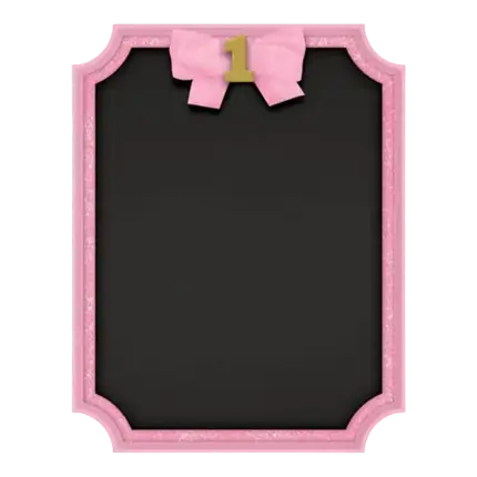 Lavagna 1° Compleanno con contorno rosa 23x18cm