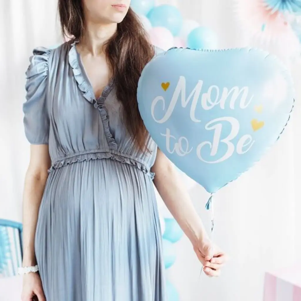Palloncino Alluminio Cuore Blu "Mom to be"- 35cm
