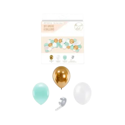 Kit 40 Palloncini per Arche Boy - Blu/Bianco/Oro