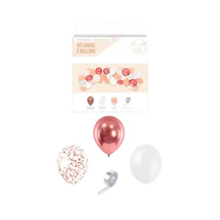 Kit 40 Palloncini per Arche Girl - Bianco/Rosa/Oro