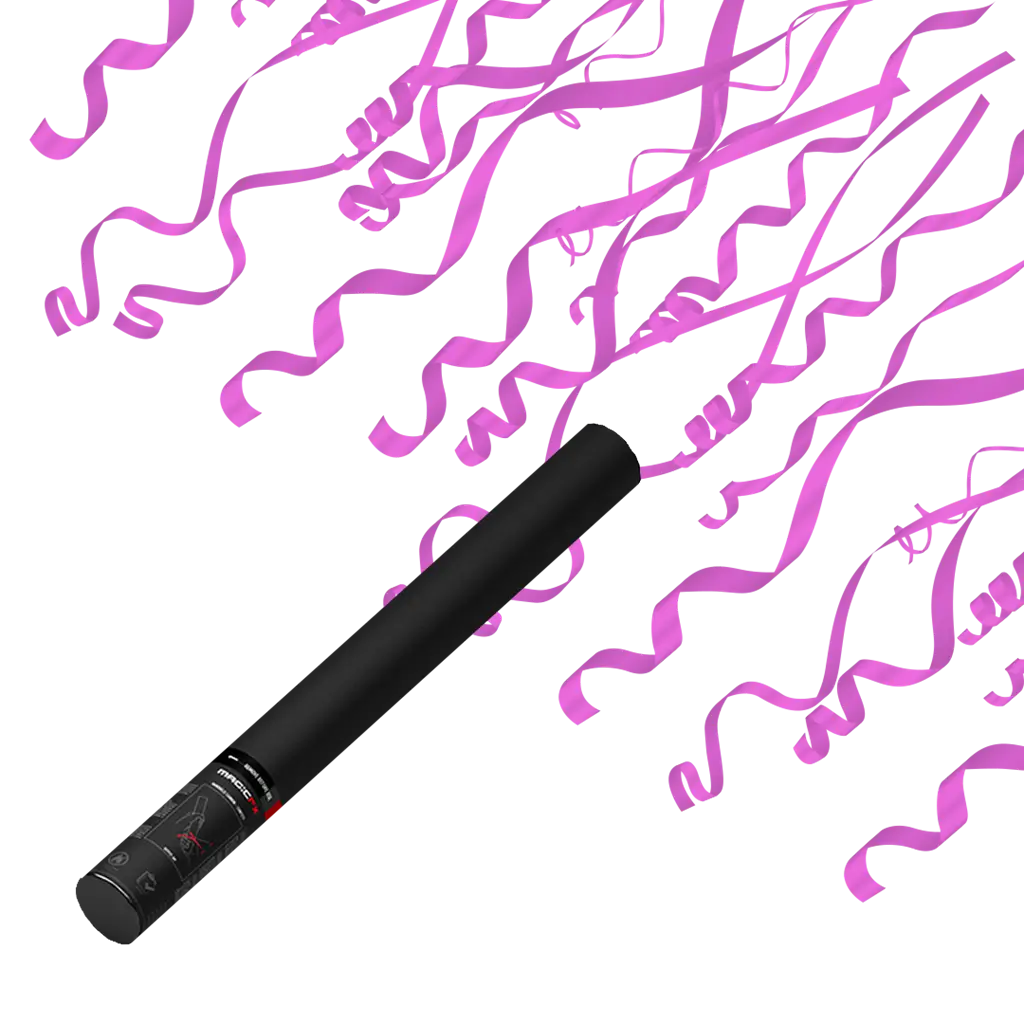 Cannone a coriandoli manuale - Stelle filanti rosa 50 cm - Magic FX