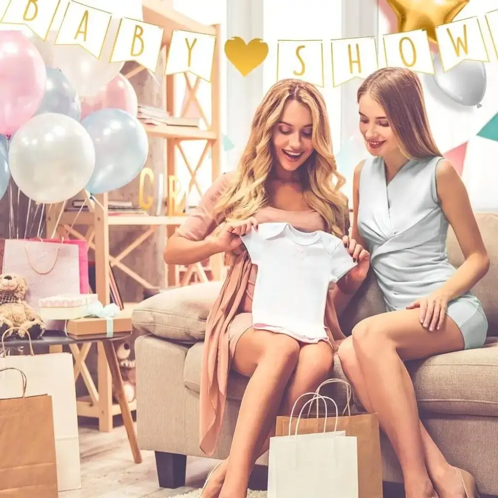 Ghirlanda di carta "BABY SHOWER" Bianco e Oro