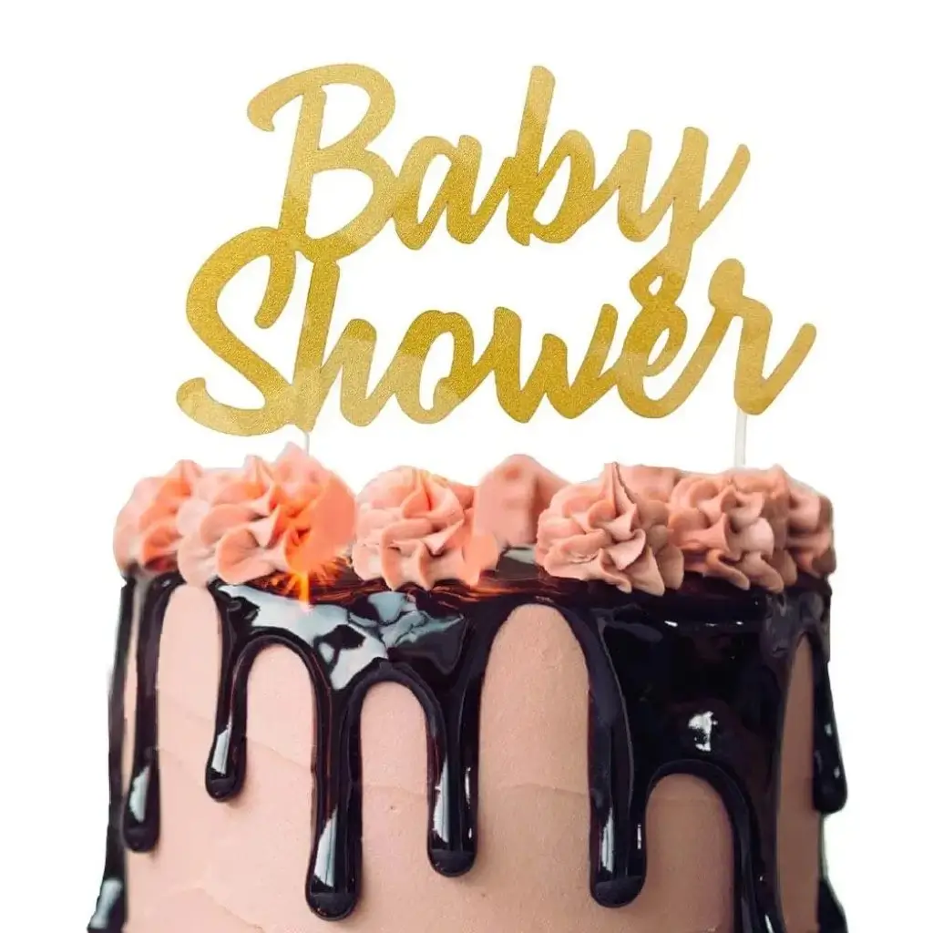 Decorazione torta "Baby Shower" in oro