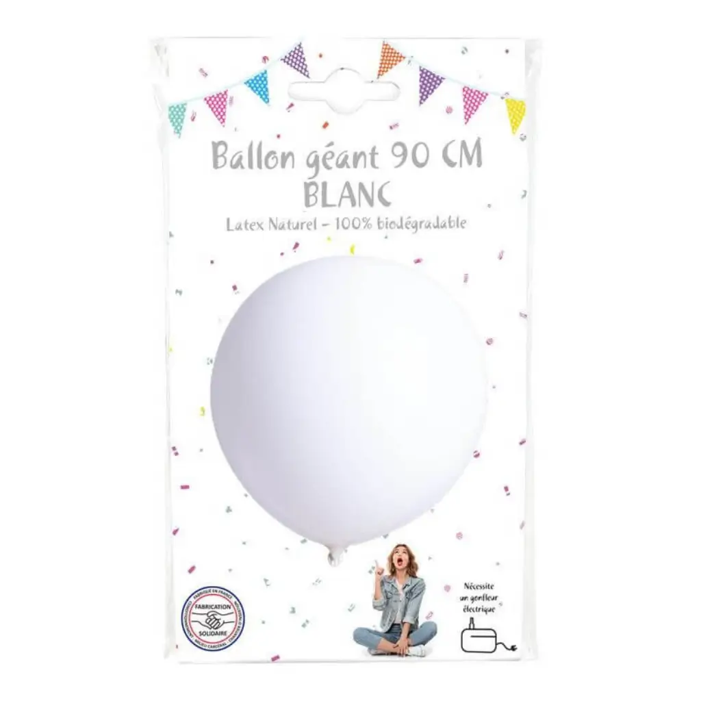Giant Uni Balloon 90cm Bianco - 100% Lattice Biodegradabile