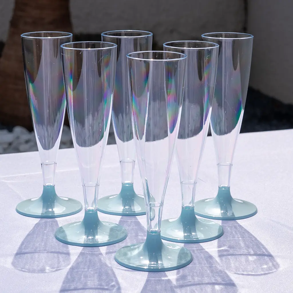 Flûte di Champagne 14cl - Piede Blu Pastello - Lotto da 6