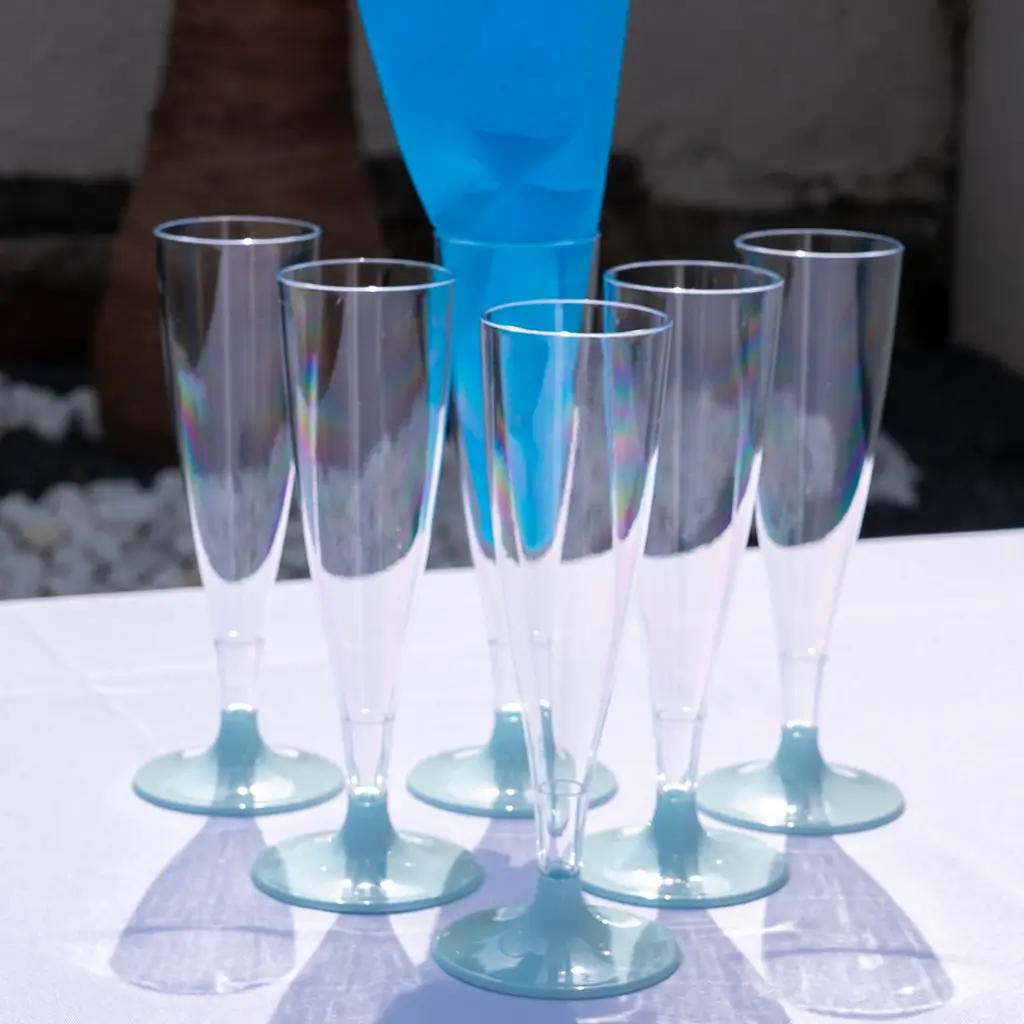 Flûte di Champagne 14cl - Piede Blu Pastello - Lotto da 6
