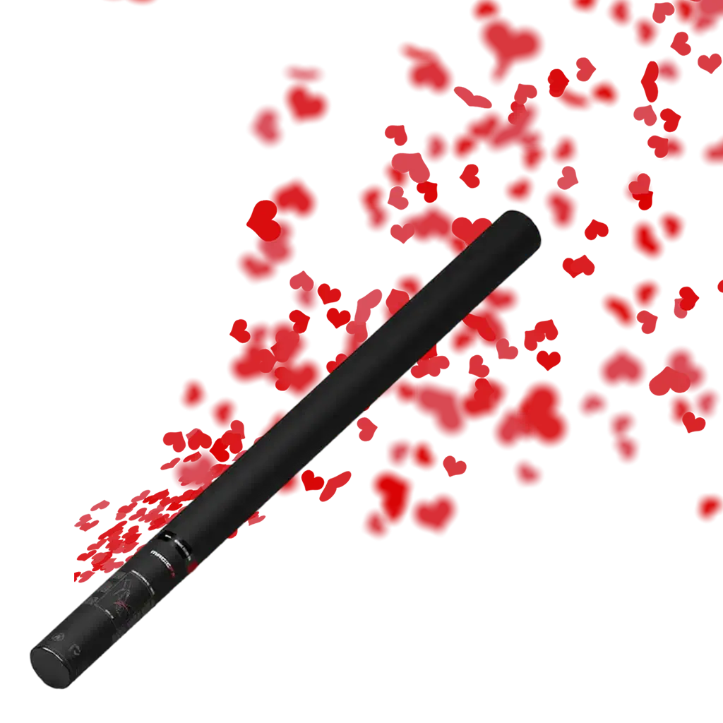Cannone porta coriandoli manuale  cuore rosso 80 cm