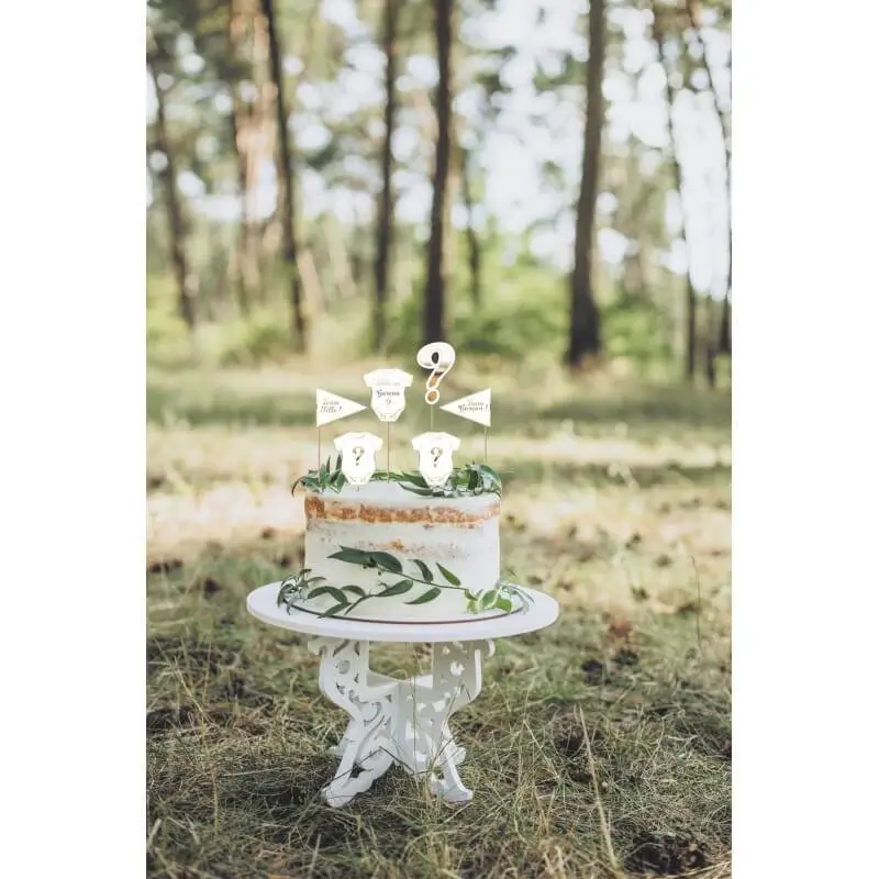Pic decorazione torta genere rivelare bianco e dorato -6 pezzi