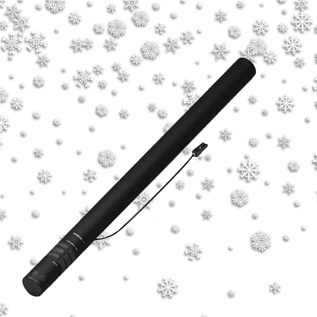 Cannone elettrico per coriandoli fiocco di neve bianco 80 cm