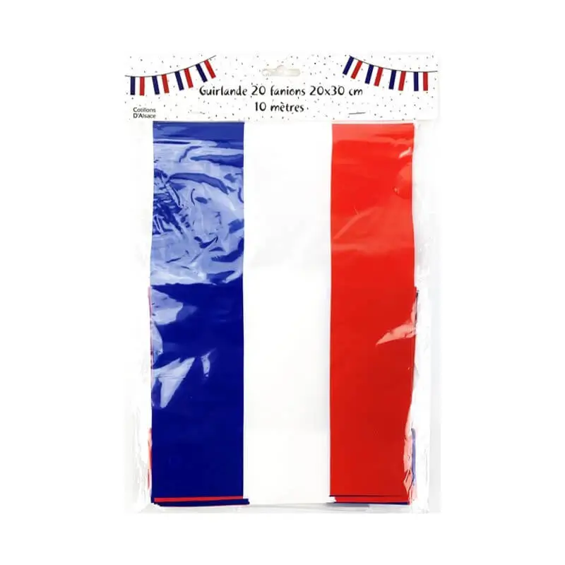 Ghirlanda bandiera Francia - 20 bandiere - 10 metri - 20x30 cm
