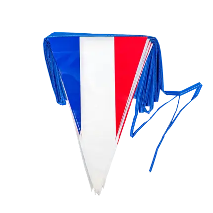 GHIRLANDA CON BANDIERE IN PLASTICA FRANCIA - BLU BIANCO ROSSO - 30x20
