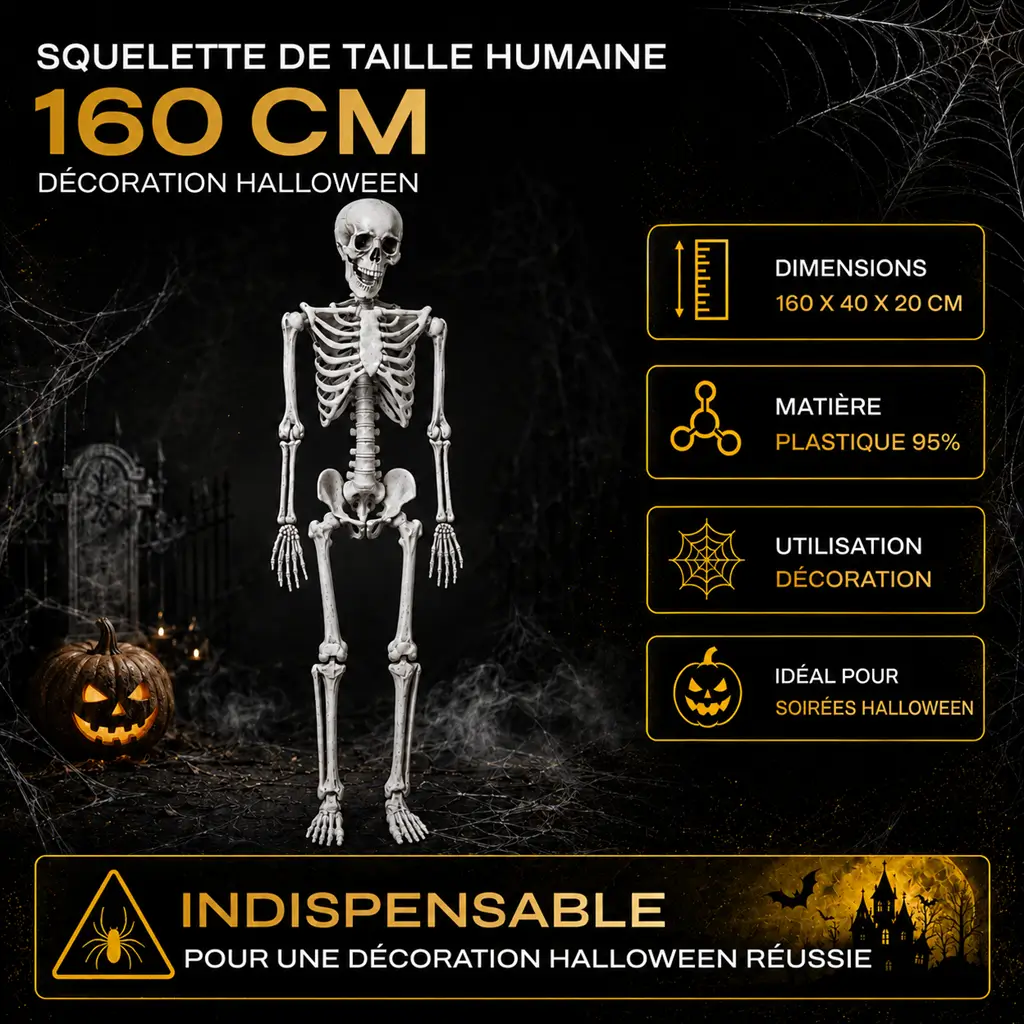 SCHELETRO GIGANTE - DIMENSIONE UMANA - 160CM