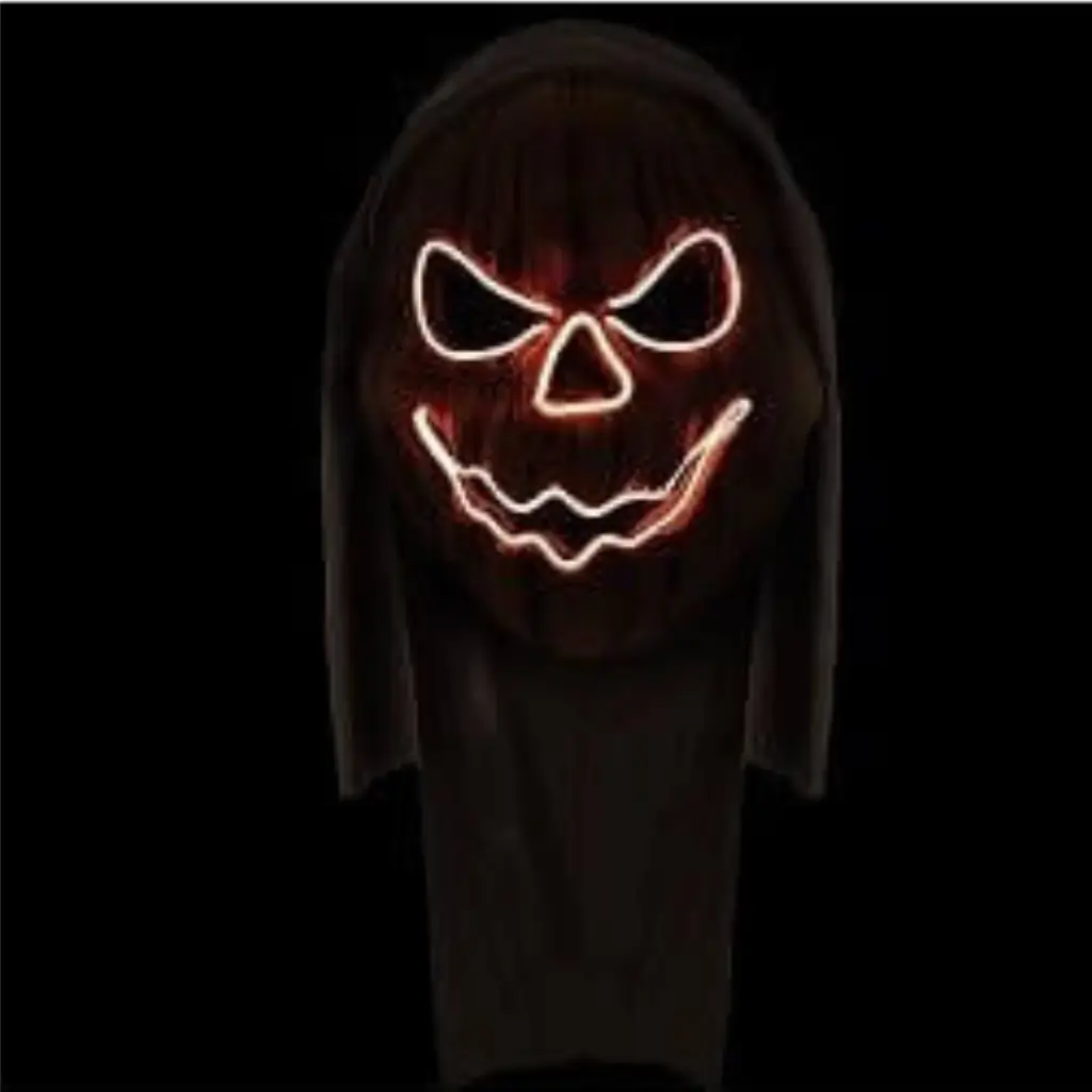 Maschera horror da zucca con cuffietta luminosa